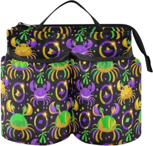Drink Holder for Suitcase Mardi Gras Carnival Crab Green Purple Gold Travel Holder Free Hand Travel Gifts for Drink Beverages Caddy Coffee