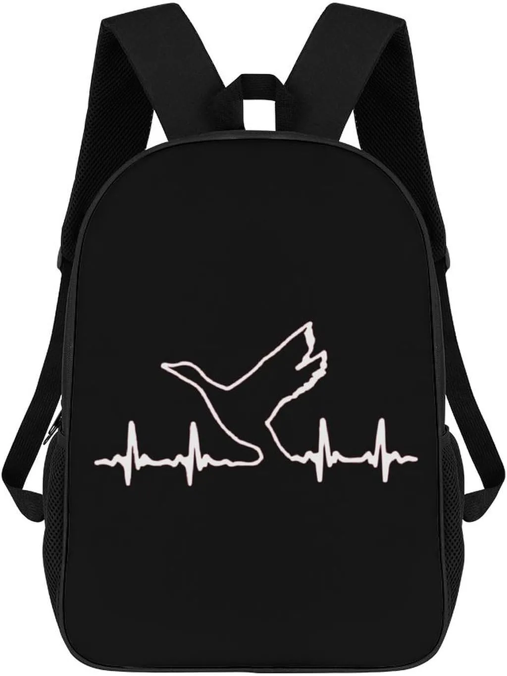 Duck Waterfowl Hunting Heartbeat Fashion 17 Inch Backpack Simple Shoulders Daypacks Lightweight Laptop Bag Travel Gear