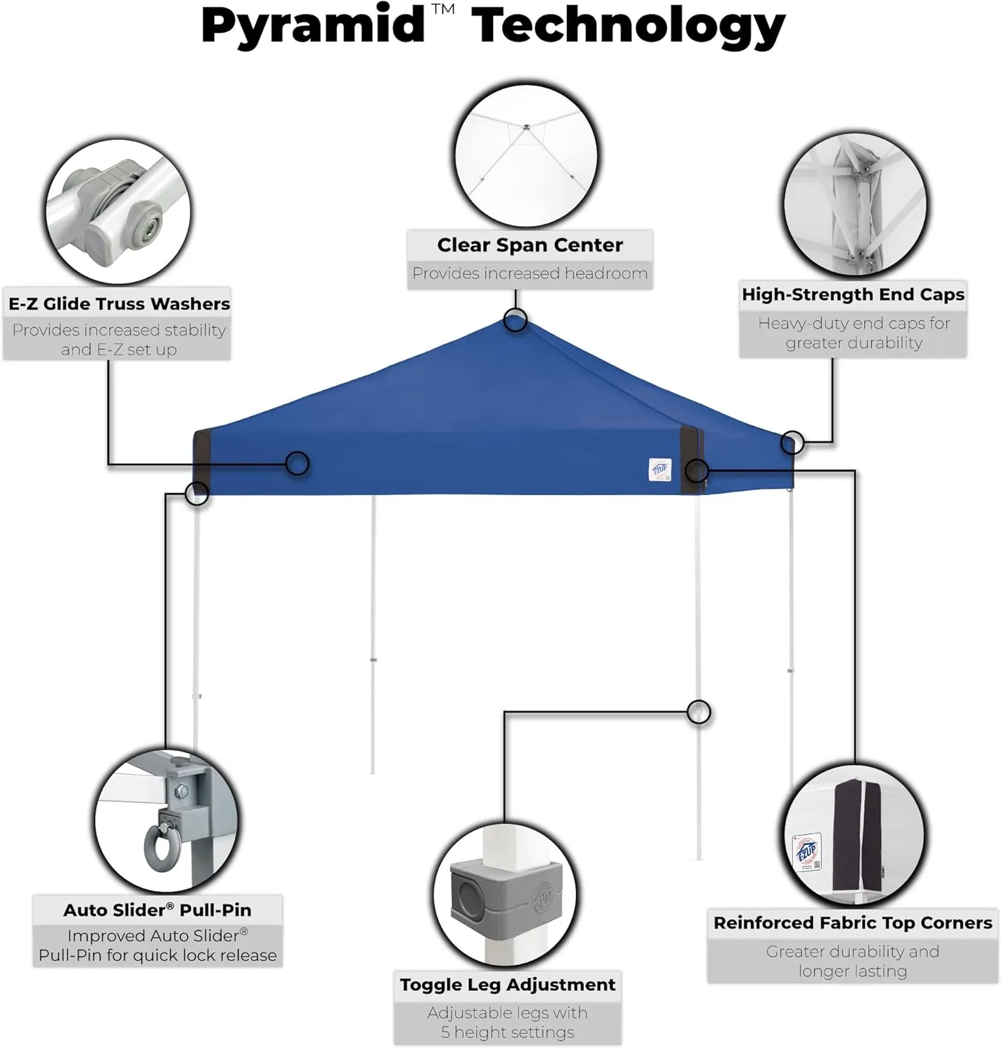 E-Z UP Pyramid Instant Shelter Canopy, 10' x 10' with Wide-Trax Roller Bag & 4 Piece Spike Set, Limeade