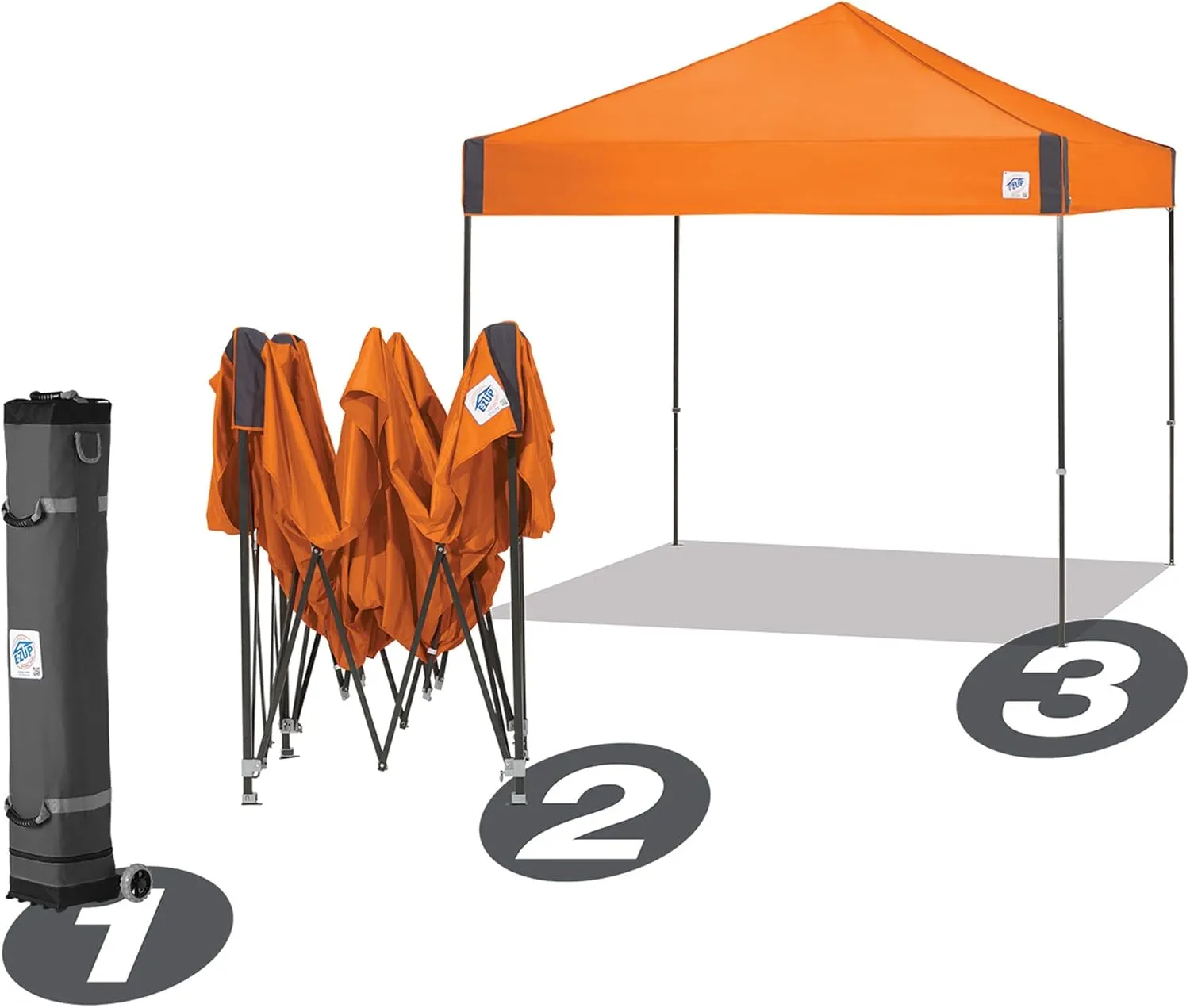 E-Z UP Pyramid Instant Shelter Canopy, 10' x 10' with Wide-Trax Roller Bag & 4 Piece Spike Set, Limeade