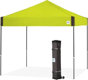 E-Z UP Pyramid Instant Shelter Canopy, 10' x 10' with Wide-Trax Roller Bag & 4 Piece Spike Set, Limeade