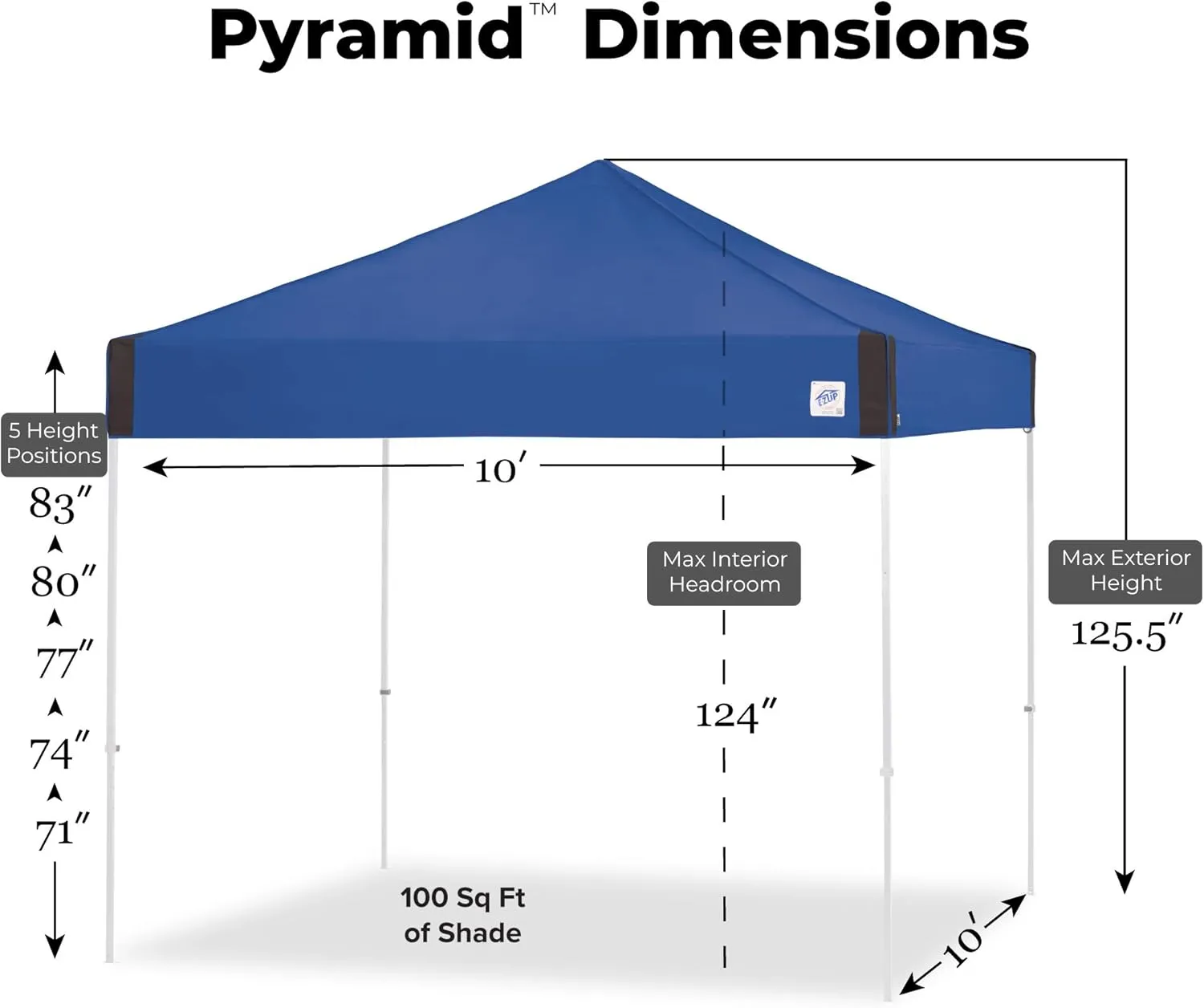 E-Z UP Pyramid Instant Shelter Canopy, 10' x 10' with Wide-Trax Roller Bag & 4 Piece Spike Set, Limeade