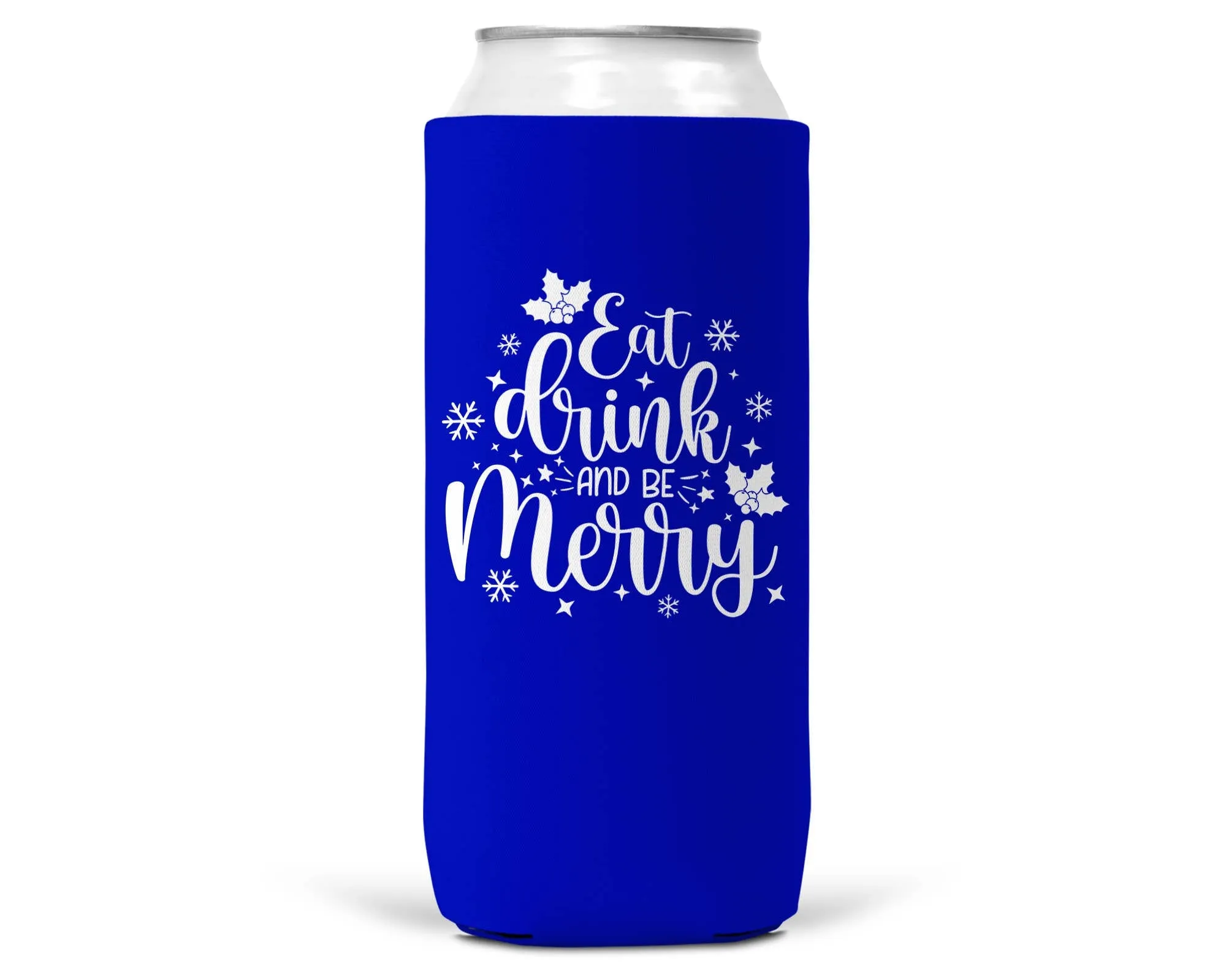 Eat Drink Be Merry Christmas SLIM CAN Coozie 12oz Slim Can