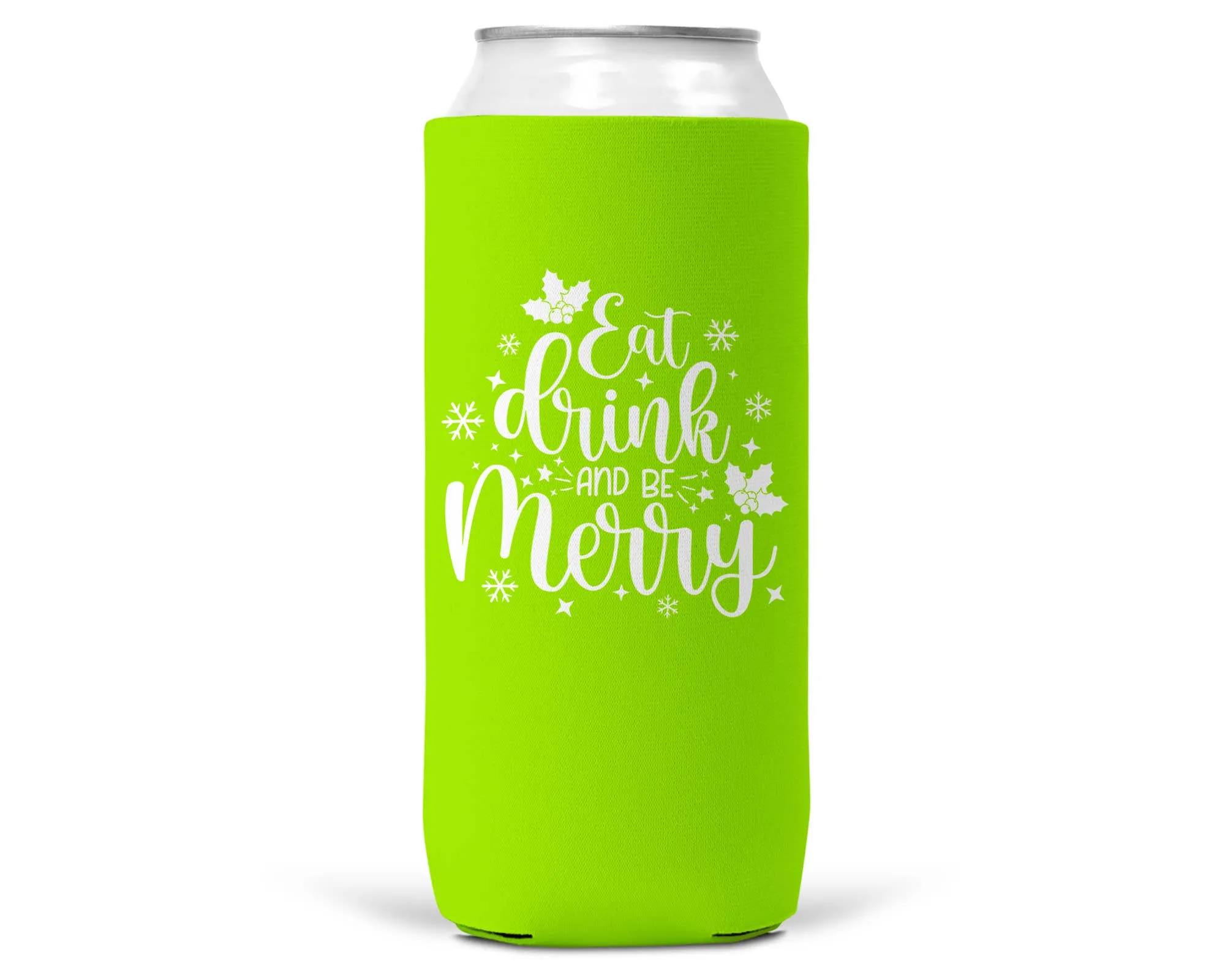 Eat Drink Be Merry Christmas SLIM CAN Coozie 12oz Slim Can