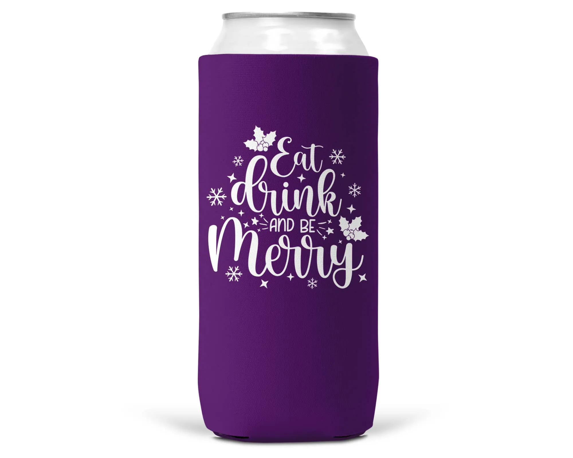 Eat Drink Be Merry Christmas SLIM CAN Coozie 12oz Slim Can