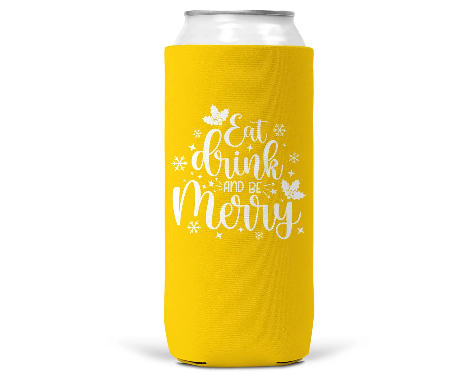 Eat Drink Be Merry Christmas SLIM CAN Coozie 12oz Slim Can