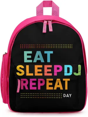 Eat Sleep Dj Repeat Cute Backpack Daily Casual Daypack Travel Mini Bag with Adjustable Strap Pink-style-28