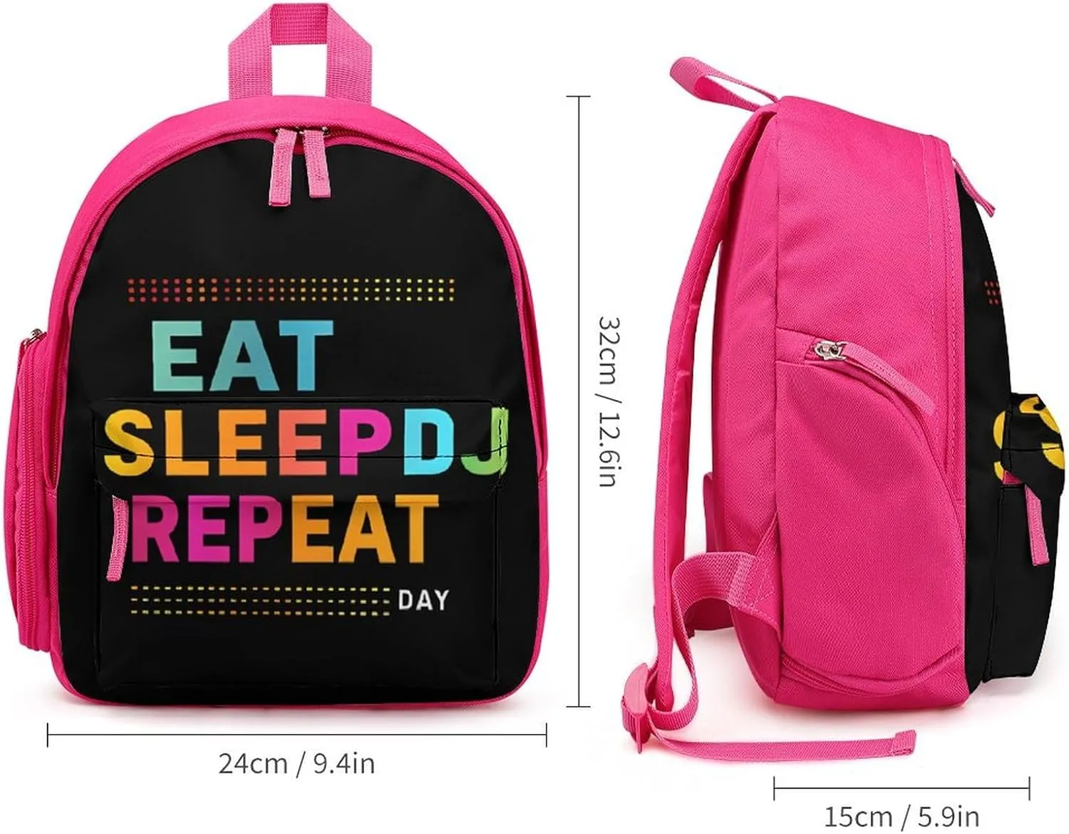 Eat Sleep Dj Repeat Cute Backpack Daily Casual Daypack Travel Mini Bag with Adjustable Strap Pink-style-28
