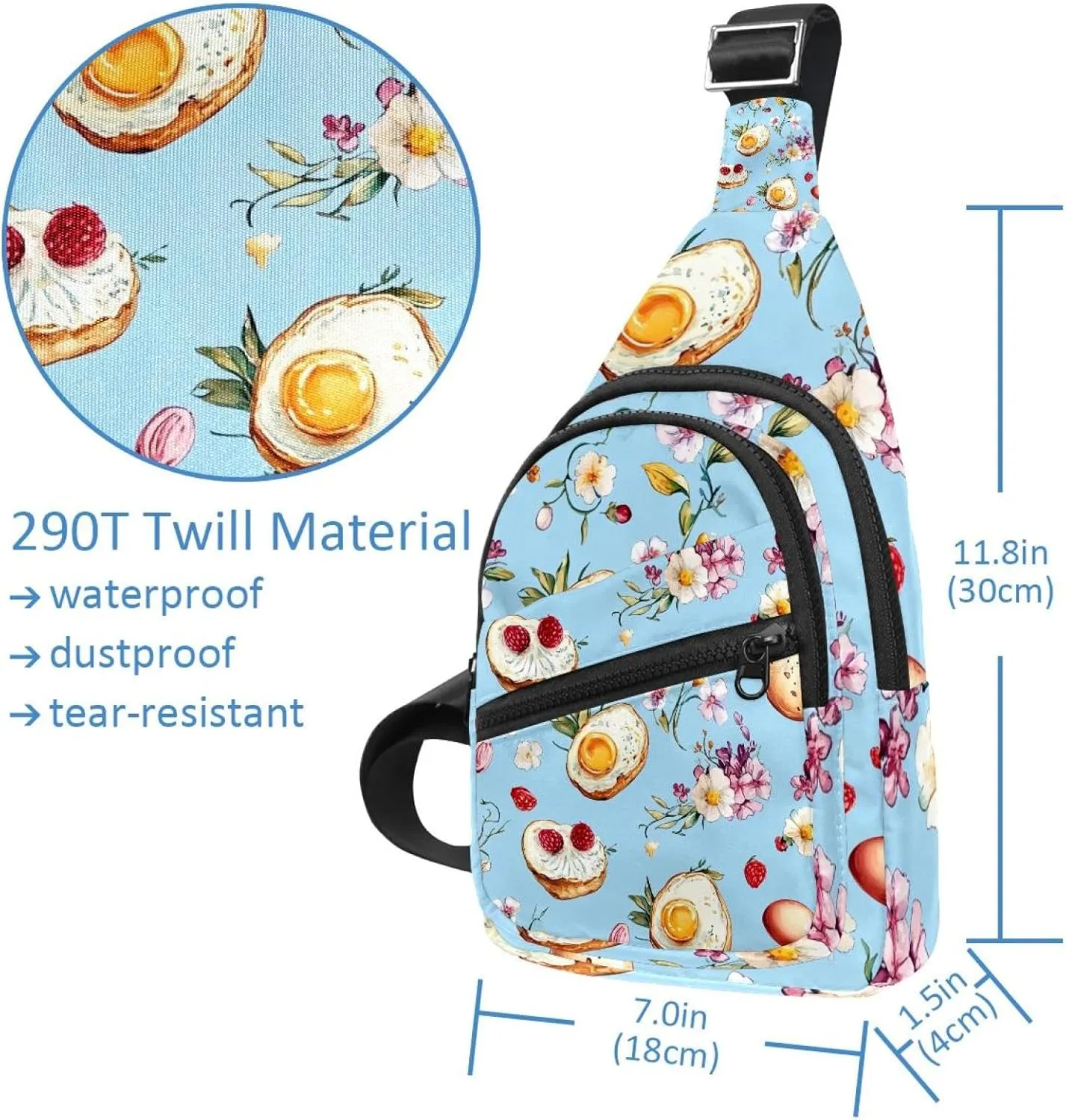 eggs breakfast Sling Backpack Crossbody Bag Convertible, Small Diaper Bag Hiking Daypacks