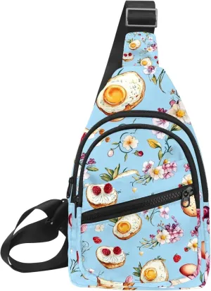 eggs breakfast Sling Backpack Crossbody Bag Convertible, Small Diaper Bag Hiking Daypacks
