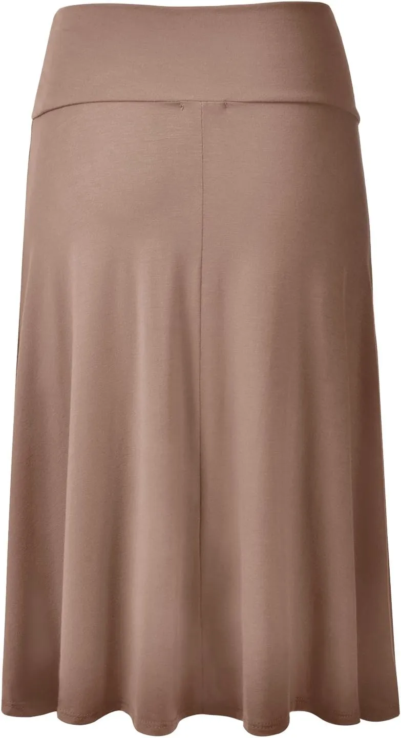 EIMIN Women's Solid Flared Lightweight Elastic Waist Classic Midi Skirt (S-3XL)