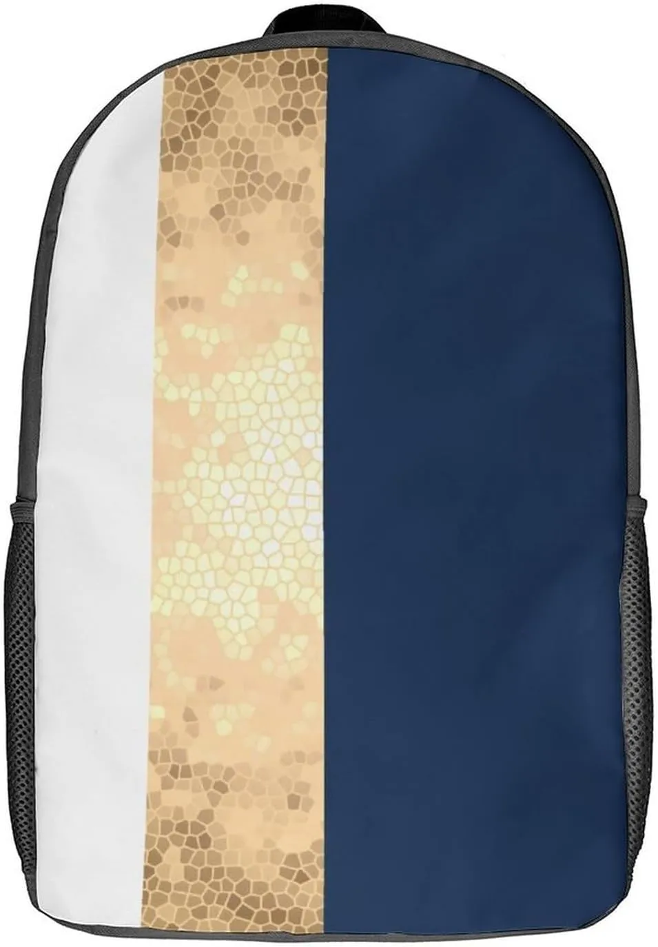 Elegant Faux Gold Navy Blue White Stripes Large Backpack Lightweight Waterproof Backpacks Laptop Backpack for Unisex Casual Travel Daypacks Large Capacity