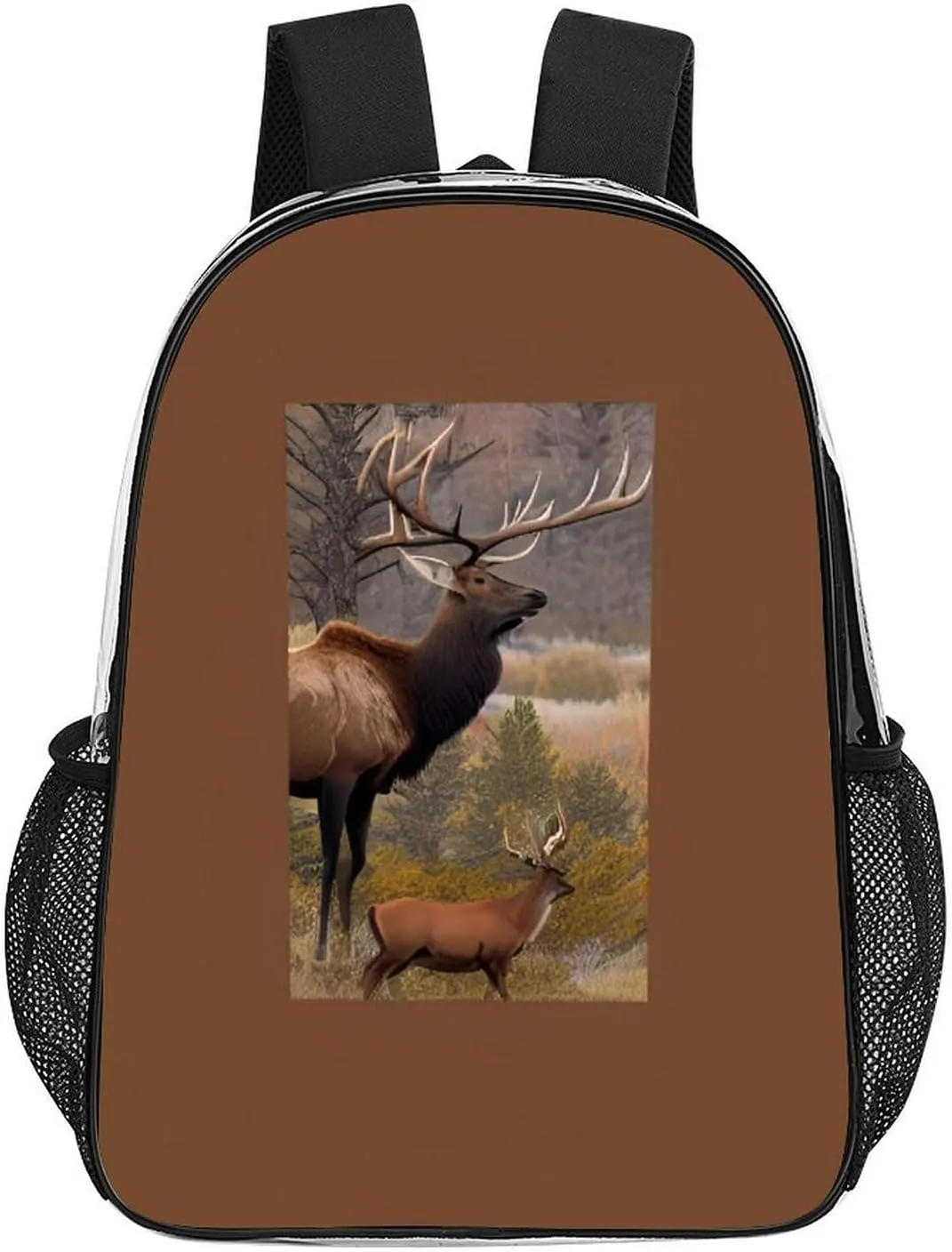 Elk Art Rucksack Transparent Anti-Theft Multipurpose Bookbag Big Capacity Travel and Sport Backpack Rucksack With Side Pockets