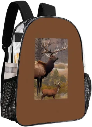 Elk Art Rucksack Transparent Anti-Theft Multipurpose Bookbag Big Capacity Travel and Sport Backpack Rucksack With Side Pockets