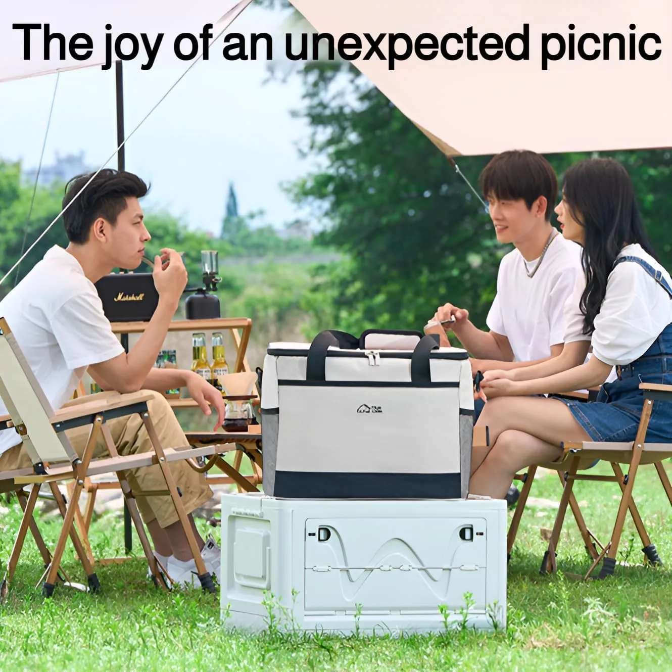 [Ellniges] Portable 23L Cooler Bag with High-Density Insulation - 12-24 Hour Cold Retention, Waterproof & Collapsible for Camping, Picnics, Grocery Shopping & Outdoor Activities
