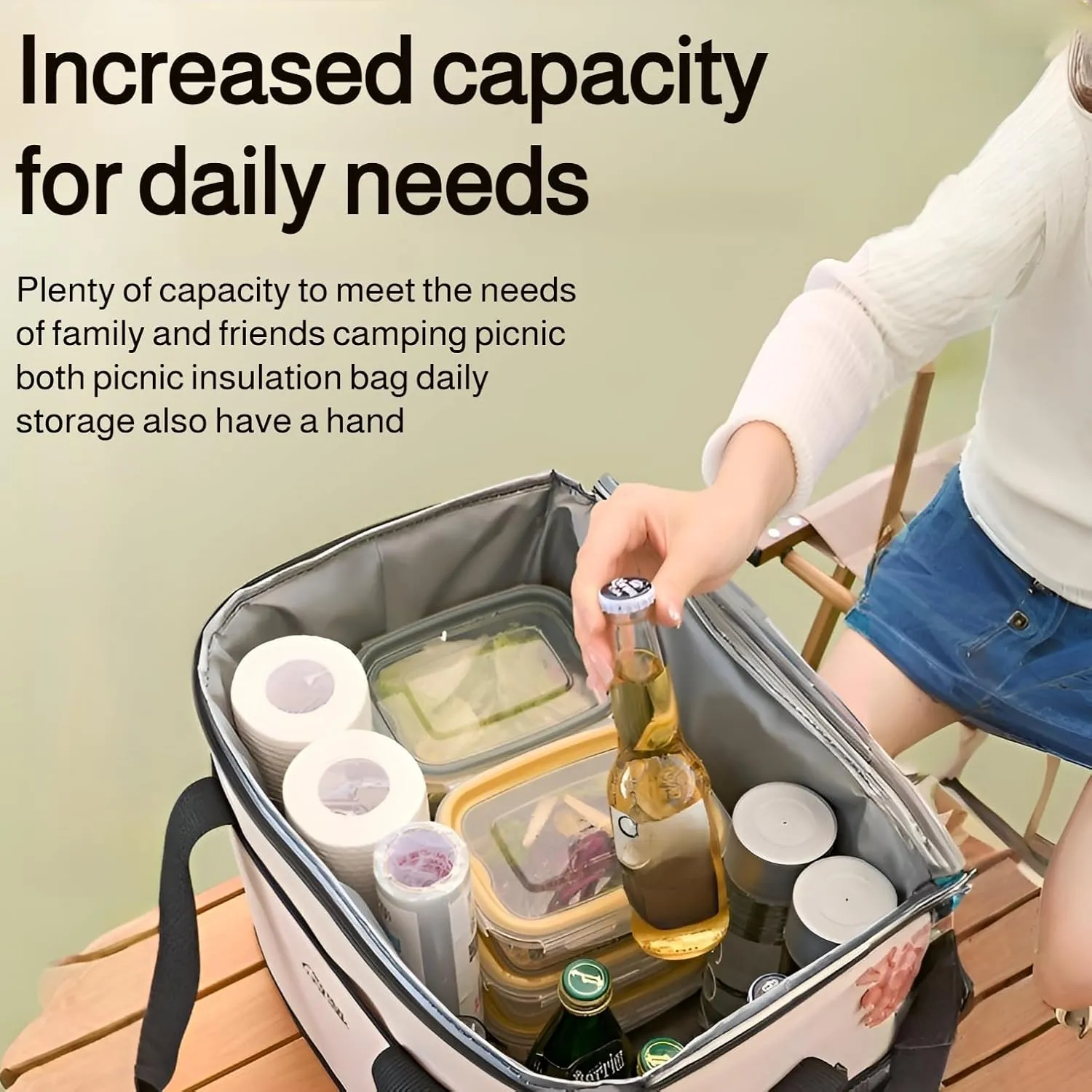 [Ellniges] Portable 23L Cooler Bag with High-Density Insulation - 12-24 Hour Cold Retention, Waterproof & Collapsible for Camping, Picnics, Grocery Shopping & Outdoor Activities