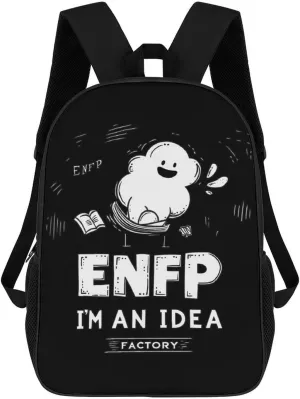 ENFP I'm An Idea Factory MBTI Fashion 17 Inch Backpack Simple Shoulders Daypacks Lightweight Laptop Bag Travel Gear
