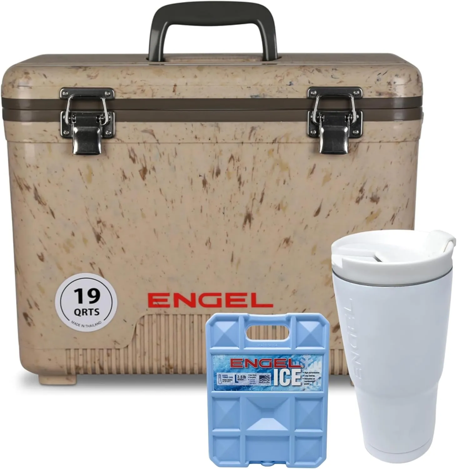 Engel UC19 19qt Leak-Proof, Air Tight, Drybox Cooler with 22 oz. Insulated Tumbler and 32°F Cooler Packs for Boating, Camping, Fishing, Hiking & Food Storage