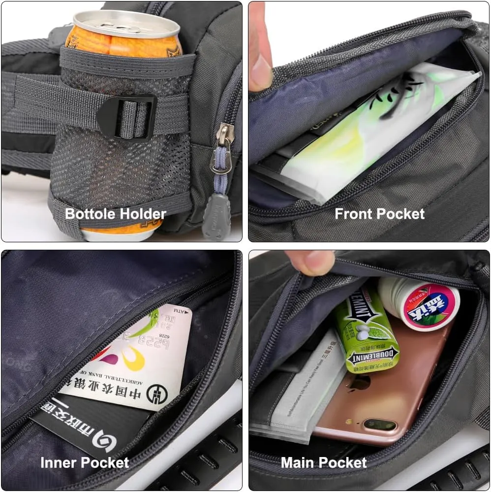 Entchin Fanny Pack for Women Men,Crossbody Belt Bag with 4-Zipper Pockets,Adjustable Waist Bag Pack,One of the Most Popular Travel Essential Gifts for Walking,Traveling,Cycling