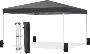 EROMMY 12x12 Pop Up Tent, Easy to Set Up Canopy Tent, Outdoor Canopy for Events, Camping, Parties with Wheeled Bag, 4 Ropes, 4 Sand Bags and 8 Spikes(Black)