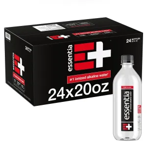Essentia Water LLC, Ionized Alkaline Bottled Water; 99.9% Pure, Infused with Electrolytes, 9.5 pH or Higher a Clean, Smooth Taste, 20 Fl Oz (Pack of 24)