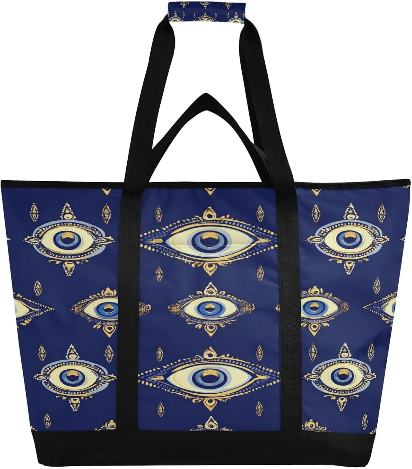 Evil Eye Symbols Reusable Insulated Lunchbox Cooler Bag, Leakproof Kitchen Grocery Bag Collapsible Portable Cooler Tote Bag for Picnic, Camping, Office, Travel