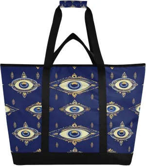 Evil Eye Symbols Reusable Insulated Lunchbox Cooler Bag, Leakproof Kitchen Grocery Bag Collapsible Portable Cooler Tote Bag for Picnic, Camping, Office, Travel