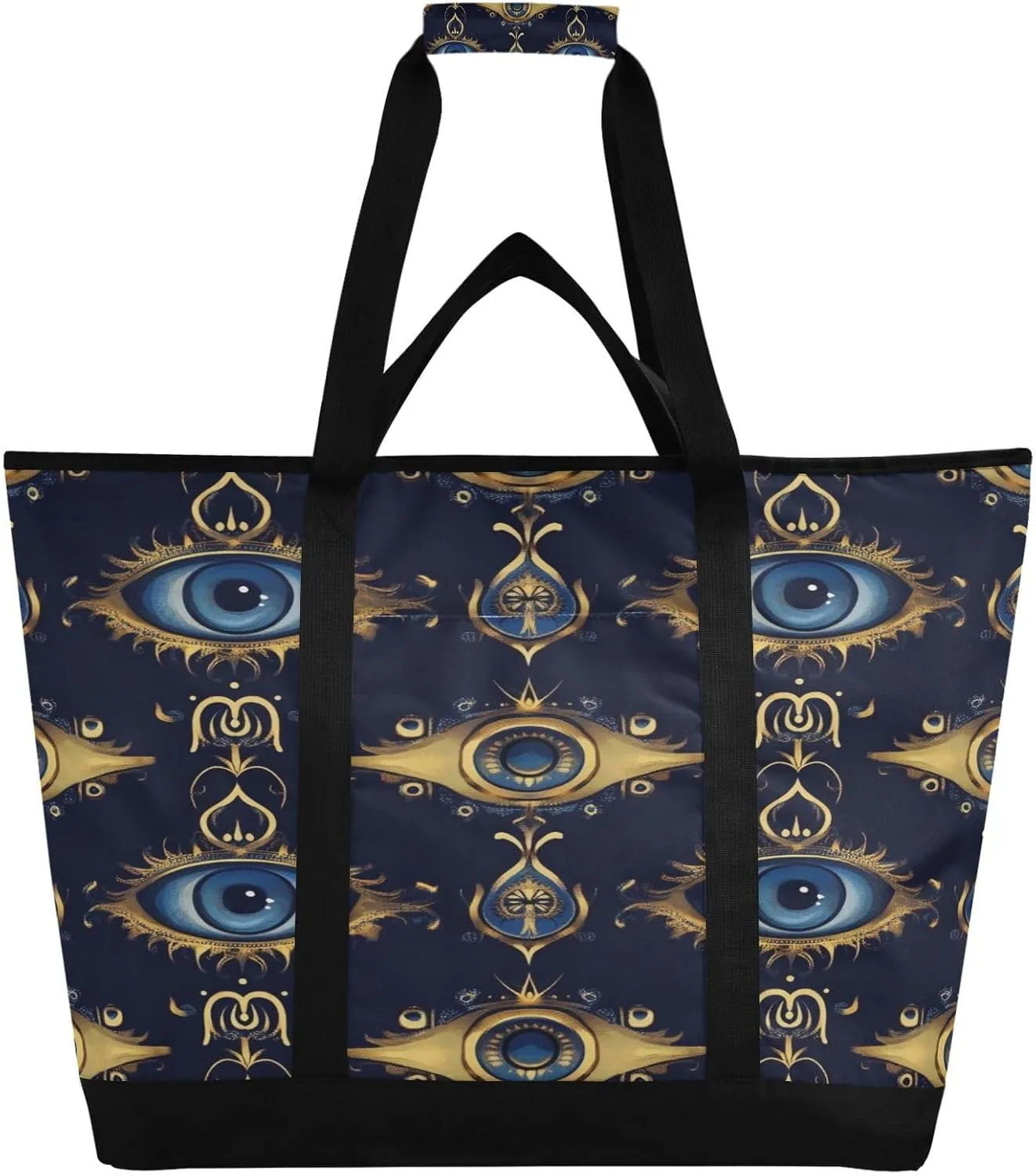 Evil Eye Symbols Reusable Insulated Lunchbox Cooler Bag, Leakproof Kitchen Grocery Bag Collapsible Portable Cooler Tote Bag for Picnic, Camping, Office, Travel