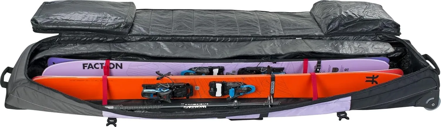 EVOC Snow Gear Roller Ski- und Snowboardtasche (gepolstert, zusammenfaltbar, für 3-4 Paar Ski Oder 2 Snowboards, austauschbare Skate-Rollen, mit Lawinenfach)