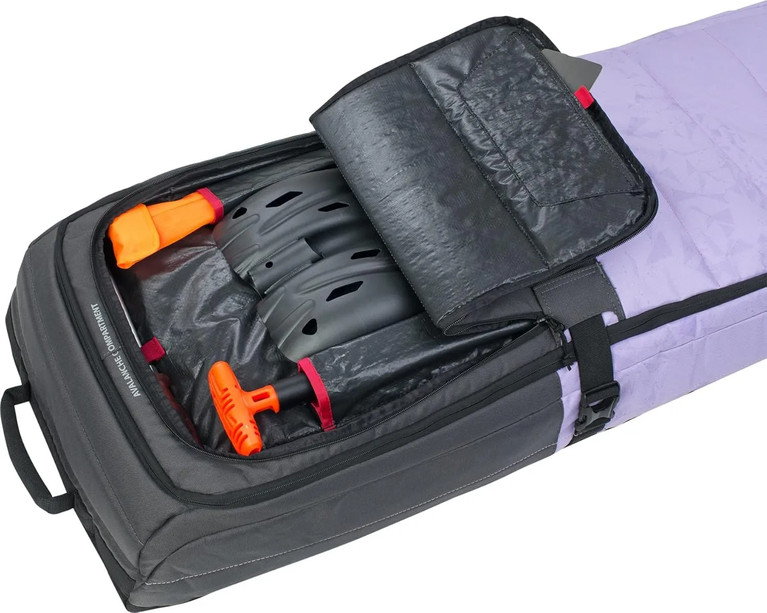 EVOC Snow Gear Roller Ski- und Snowboardtasche (gepolstert, zusammenfaltbar, für 3-4 Paar Ski Oder 2 Snowboards, austauschbare Skate-Rollen, mit Lawinenfach)