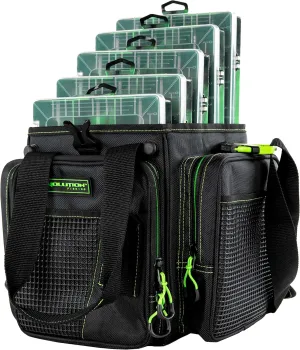 Evolution Outdoor Drift Series Topless Vertical Tackle Bag – Outdoor Rucksack w/ 5 Fishing Tackle Trays, Padded Handle and Shoulder Strap, Plier Holster, Tackle Carrying Case