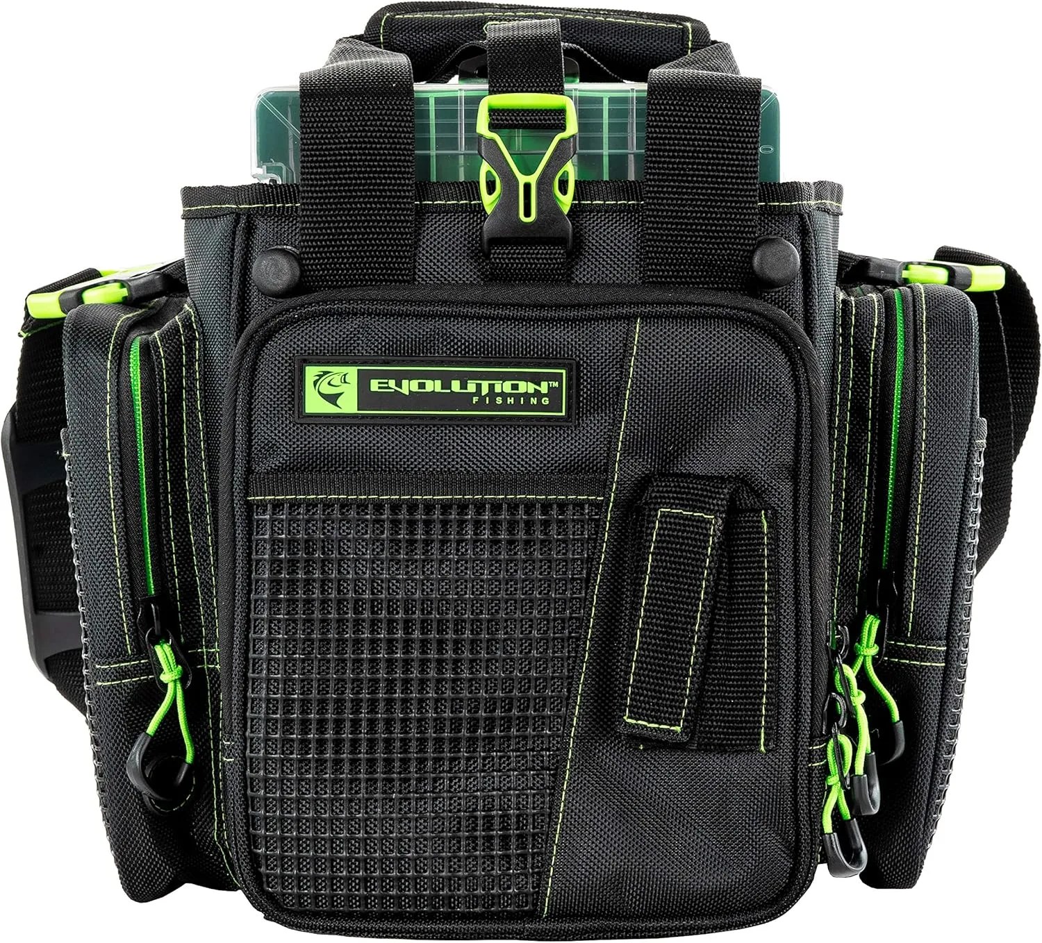 Evolution Outdoor Drift Series Topless Vertical Tackle Bag – Outdoor Rucksack w/ 5 Fishing Tackle Trays, Padded Handle and Shoulder Strap, Plier Holster, Tackle Carrying Case