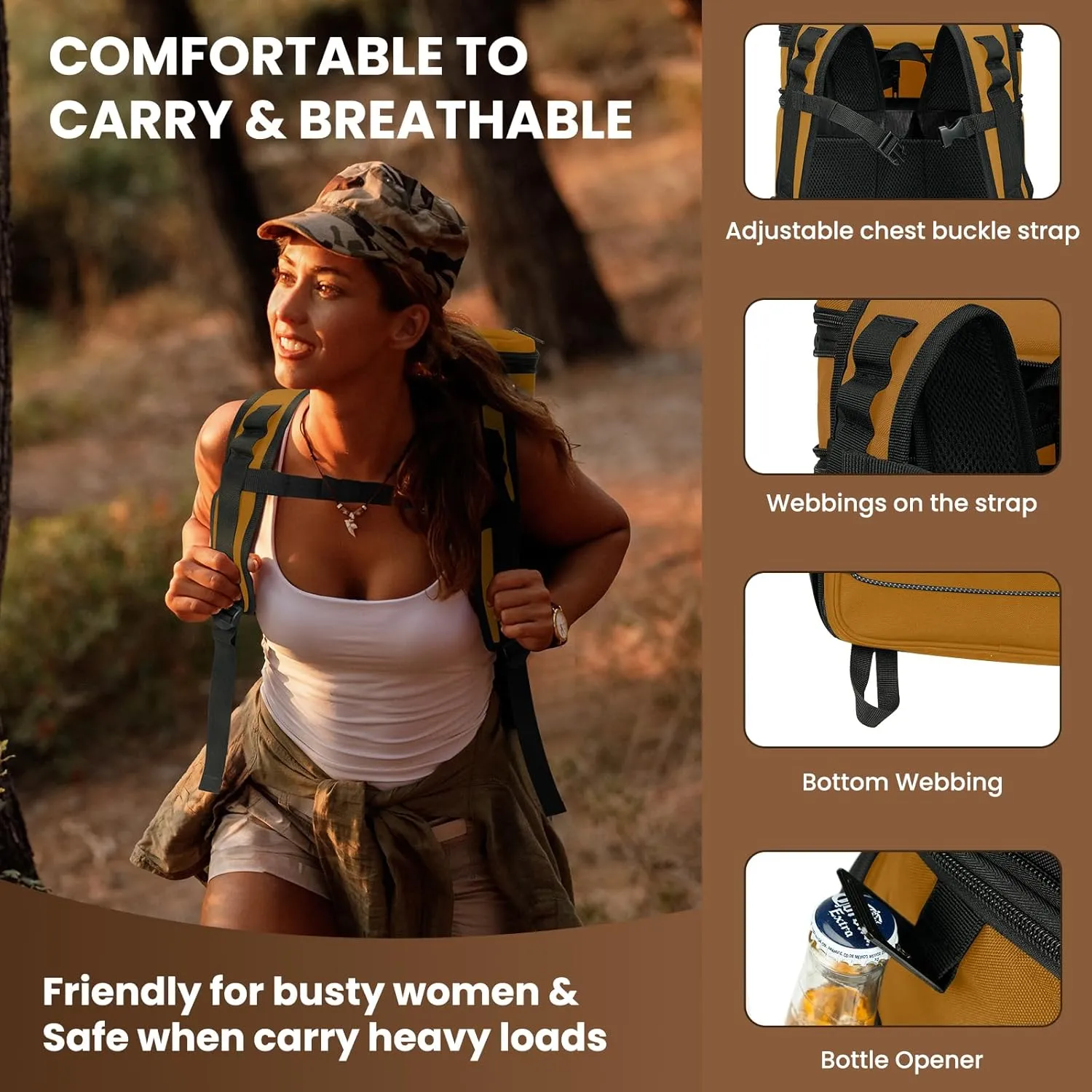 Expandable Backpack Coolers Insulated Leak Proof - 36/48 Cans Double Deck Cooler Backpack Waterproof - Soft Lightweight Portable Cooler Bag for Beach Picnic Camping Men and Women