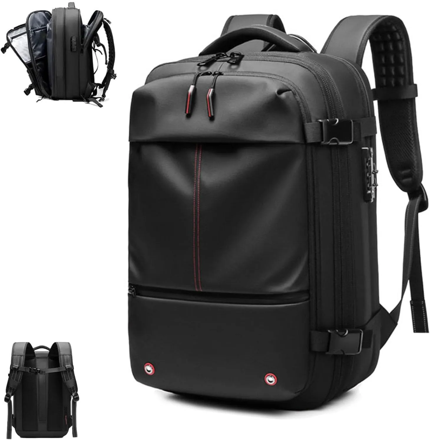 Ezyvac Backpack Vacuum, Ezyvac Rucksack for Travel, 60L Large-Capacity Travel Backpack Expandable with Compression (Black)