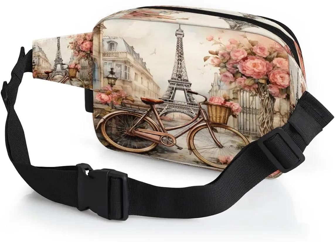 Fanny Pack Crossbody for Women Men Bike Flower Tower Fanny Pack Cross Body Bag for Shopping Traveling Running Hiking Cycling