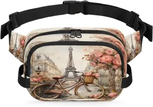 Fanny Pack Crossbody for Women Men Bike Flower Tower Fanny Pack Cross Body Bag for Shopping Traveling Running Hiking Cycling