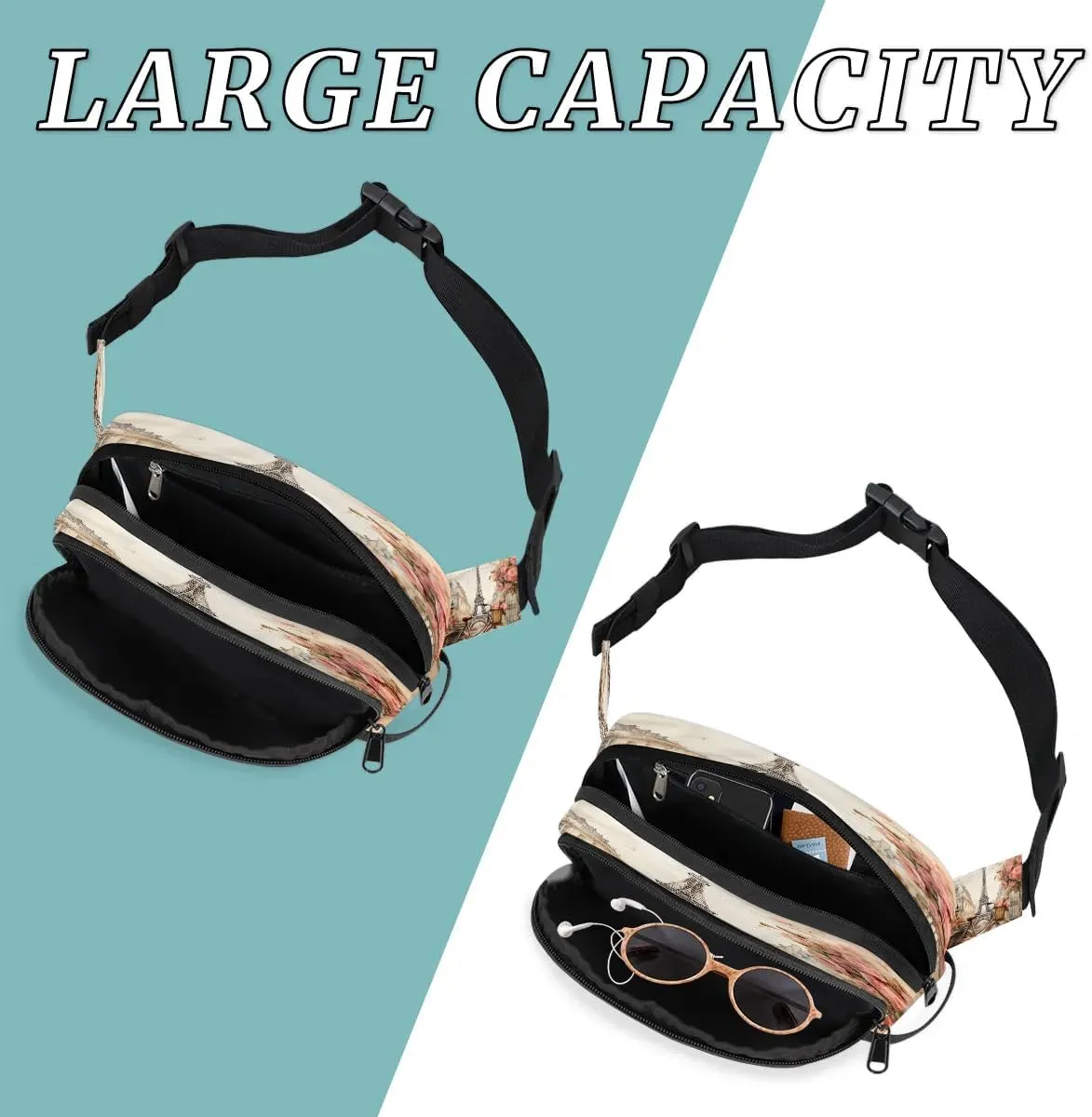 Fanny Pack Crossbody for Women Men Bike Flower Tower Fanny Pack Cross Body Bag for Shopping Traveling Running Hiking Cycling