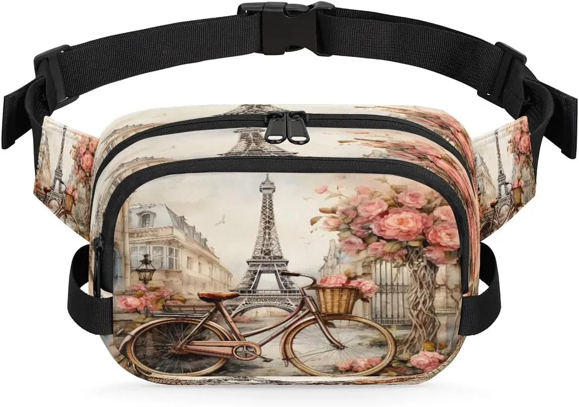 Fanny Pack Crossbody for Women Men Bike Flower Tower Fanny Pack Cross Body Bag for Shopping Traveling Running Hiking Cycling