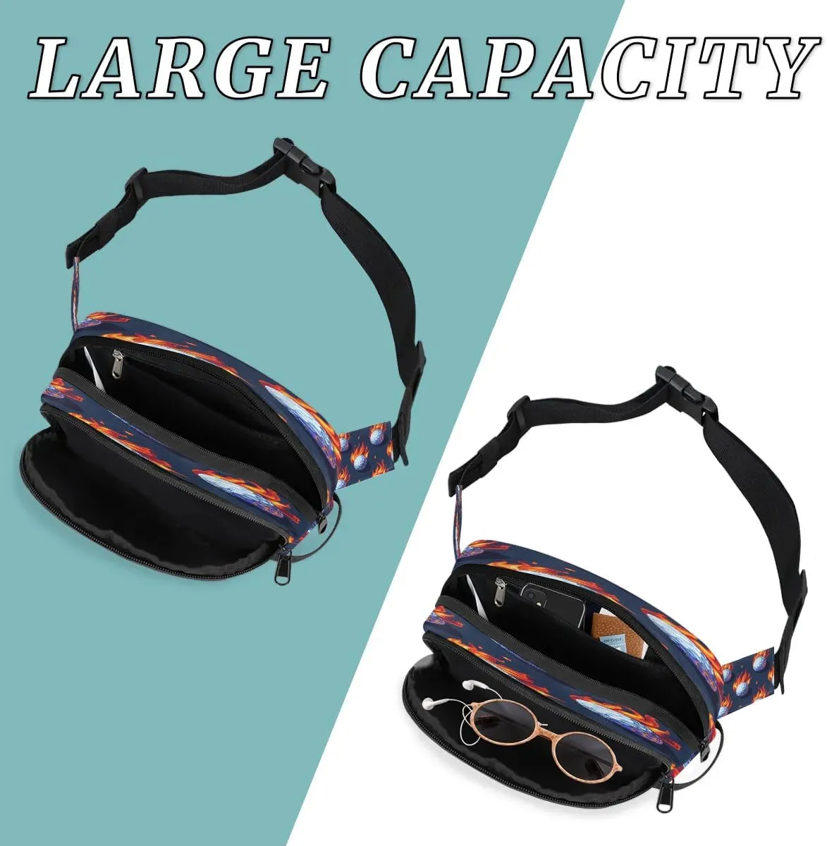 Fanny Pack Crossbody for Women Men Fire Golf Ball Fanny Pack Cross Body Bag for Shopping Traveling Running Hiking Cycling