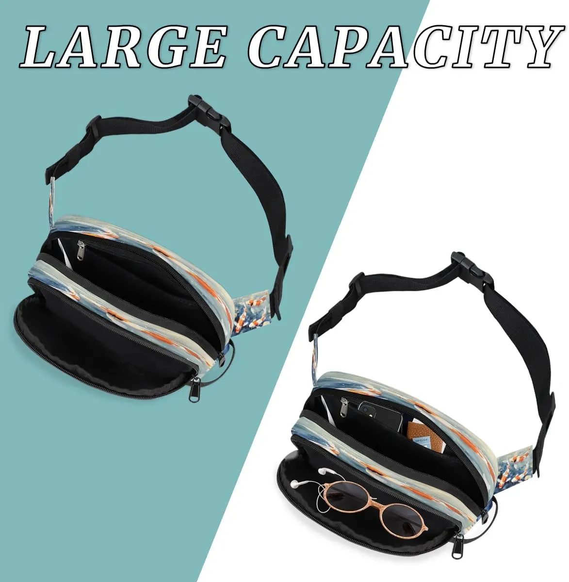 Fanny Pack Crossbody for Women Men Fish Pond Fanny Pack Cross Body Bag for Shopping Traveling Running Hiking Cycling