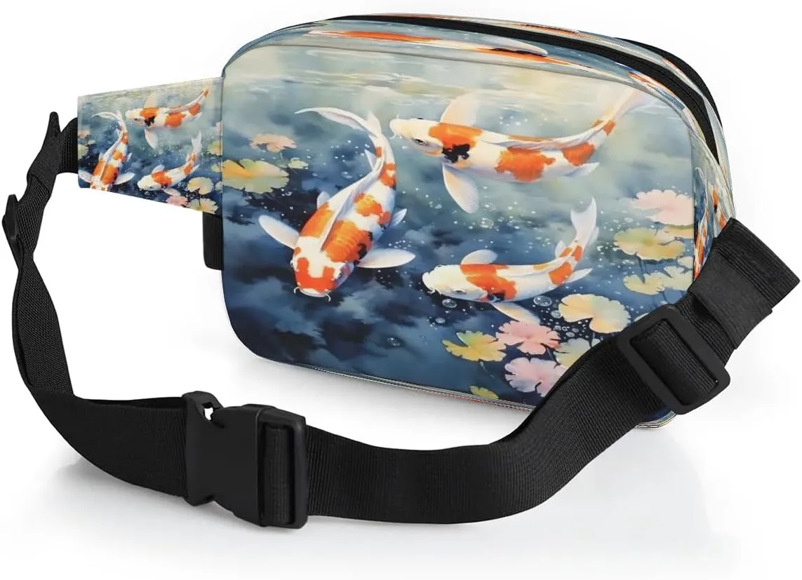 Fanny Pack Crossbody for Women Men Fish Pond Fanny Pack Cross Body Bag for Shopping Traveling Running Hiking Cycling