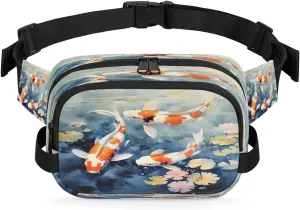 Fanny Pack Crossbody for Women Men Fish Pond Fanny Pack Cross Body Bag for Shopping Traveling Running Hiking Cycling