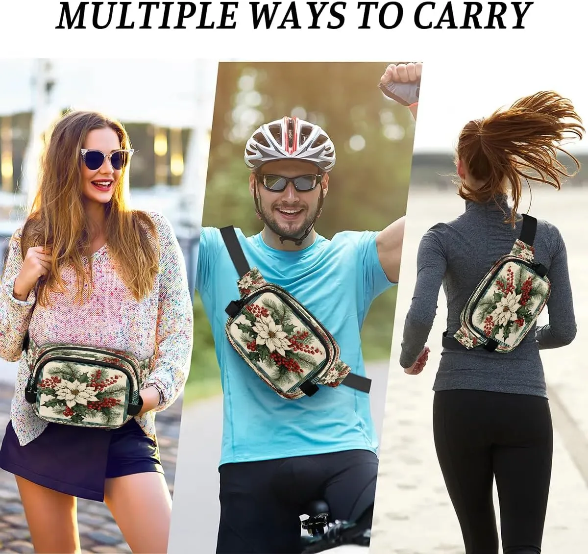Fanny Pack Crossbody for Women Men Leaf Berry Theme Fanny Pack Cross Body Bag for Shopping Traveling Running Hiking Cycling