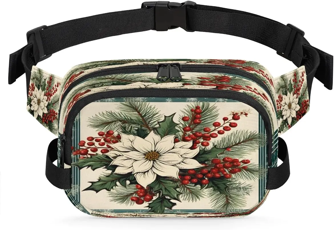 Fanny Pack Crossbody for Women Men Leaf Berry Theme Fanny Pack Cross Body Bag for Shopping Traveling Running Hiking Cycling