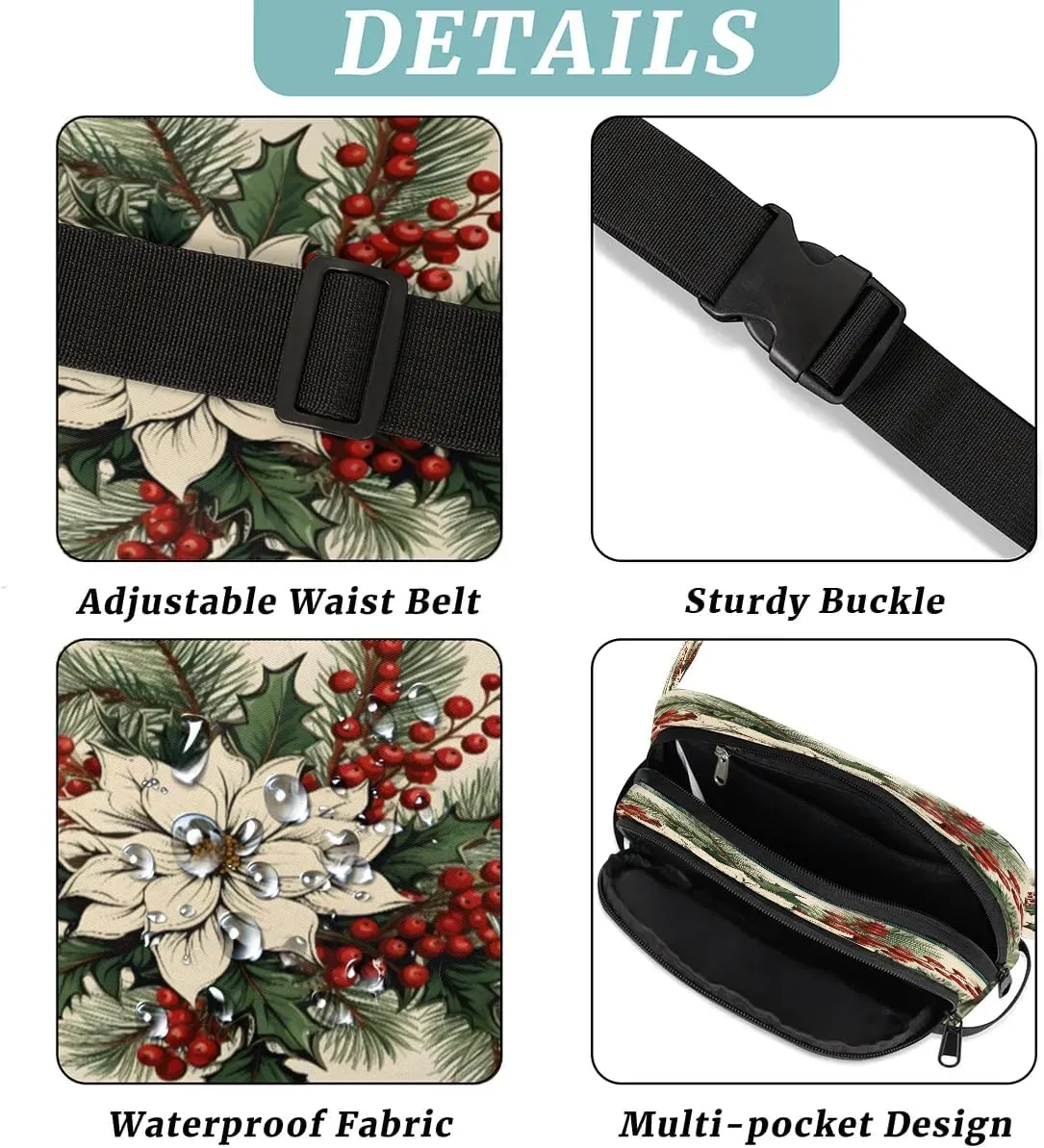Fanny Pack Crossbody for Women Men Leaf Berry Theme Fanny Pack Cross Body Bag for Shopping Traveling Running Hiking Cycling
