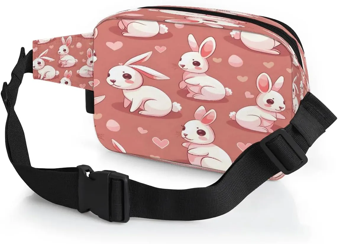 Fanny Pack Crossbody for Women Men Rabbits Love Hearts Fanny Pack Cross Body Bag for Shopping Traveling Running Hiking Cycling