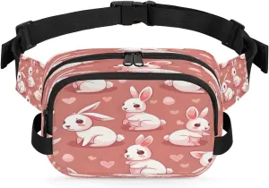 Fanny Pack Crossbody for Women Men Rabbits Love Hearts Fanny Pack Cross Body Bag for Shopping Traveling Running Hiking Cycling