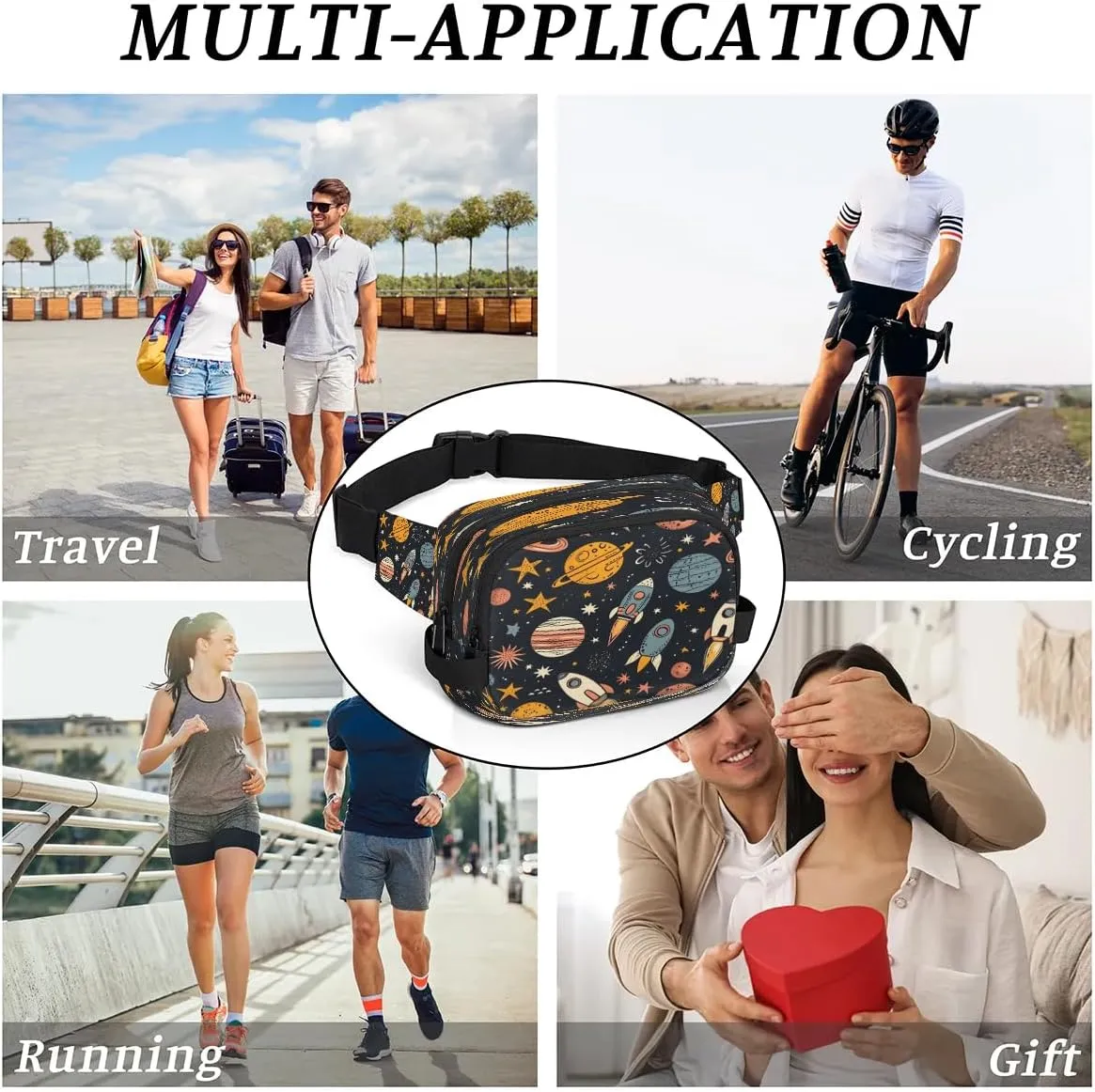 Fanny Pack Crossbody for Women Men Space Galaxy Planet Fanny Pack Cross Body Bag for Shopping Traveling Running Hiking Cycling