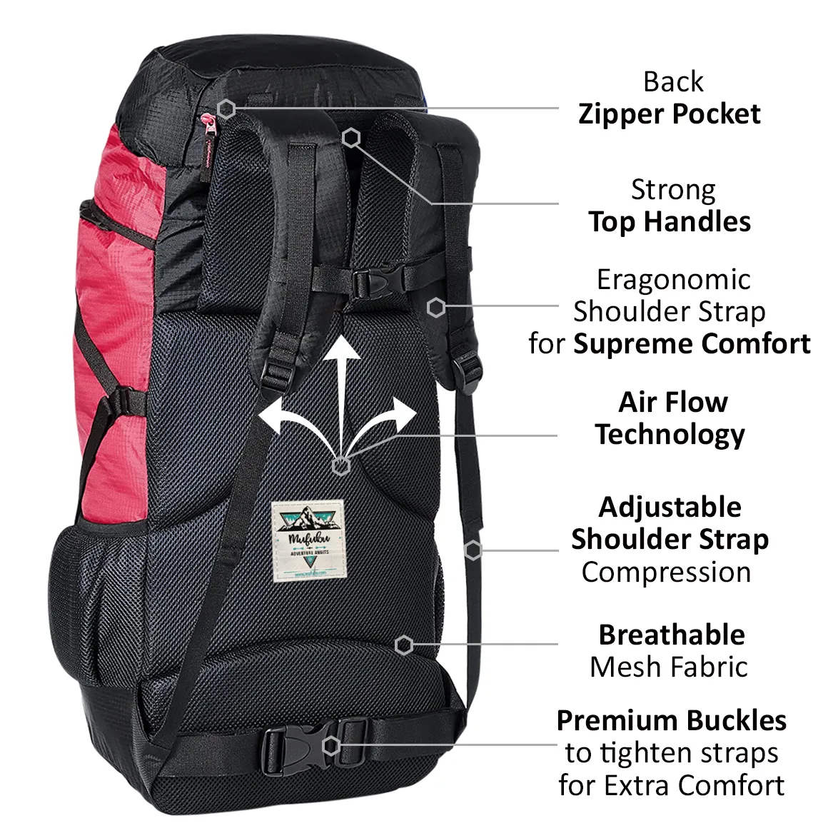 Fearless 60 LTR Rucksack - Black  Red