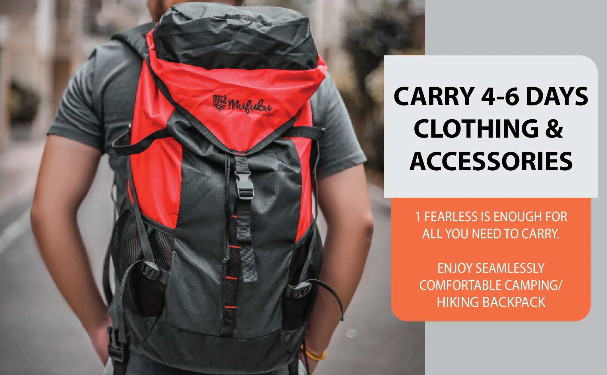 Fearless 60 LTR Rucksack - Black  Red